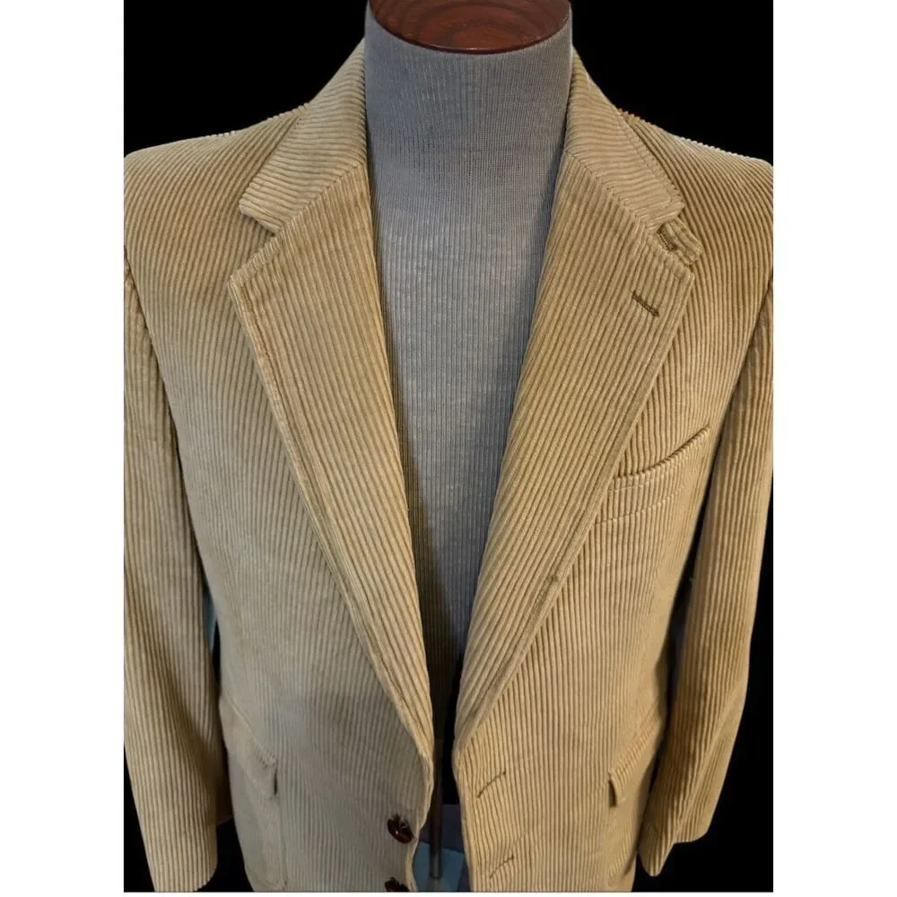 Woodmere Men’s Corduroy 2-Button Sport Coat Tan Sz. 42 Lined Substantial